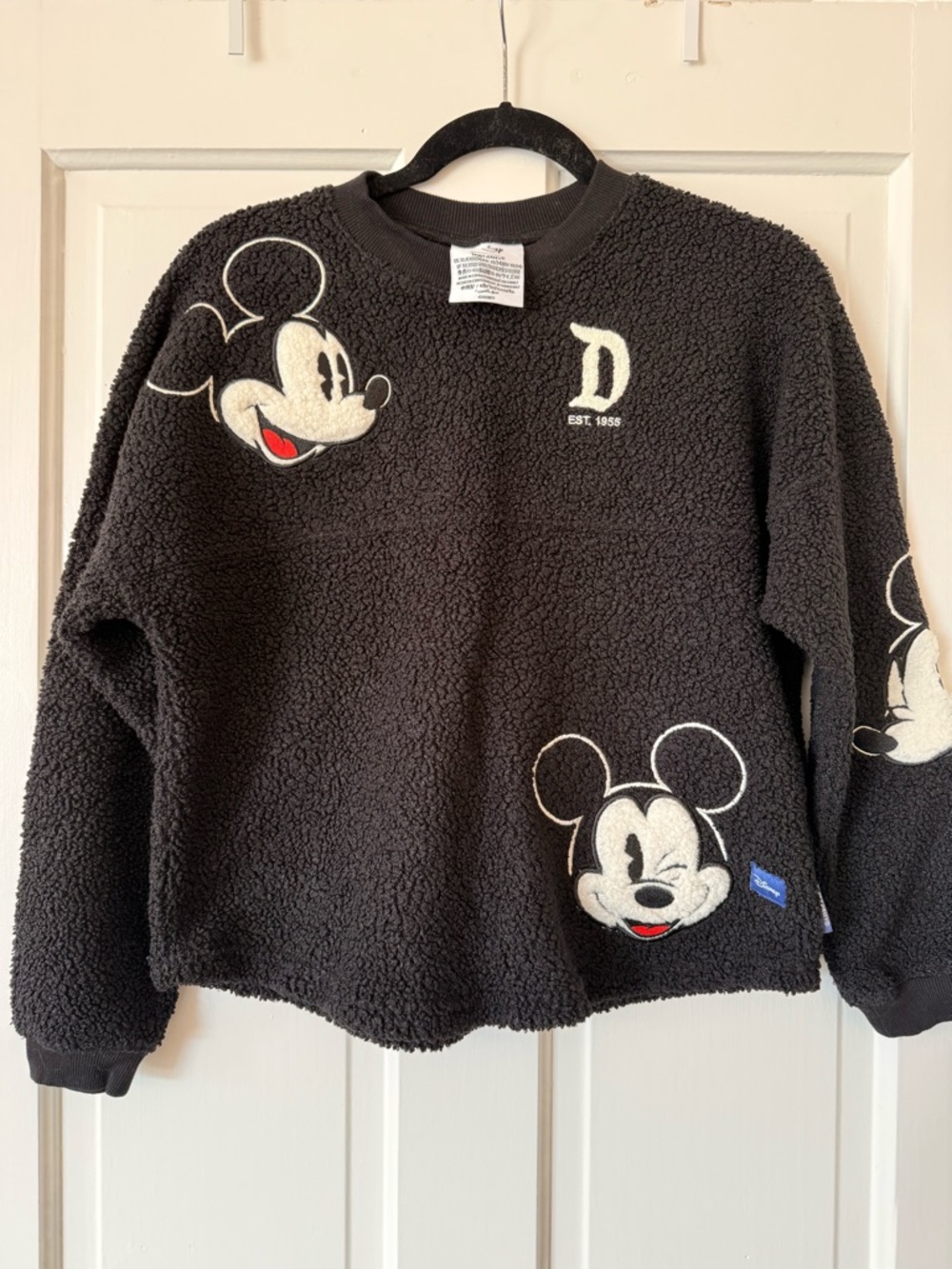 Disney Black Sherpa Pullover with Contrast Embroidery